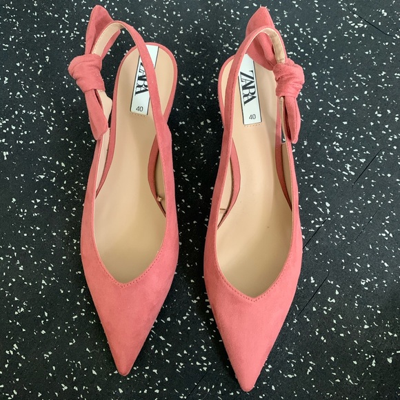 Zara Shoes Pink Suede Kitten Heels Poshmark
